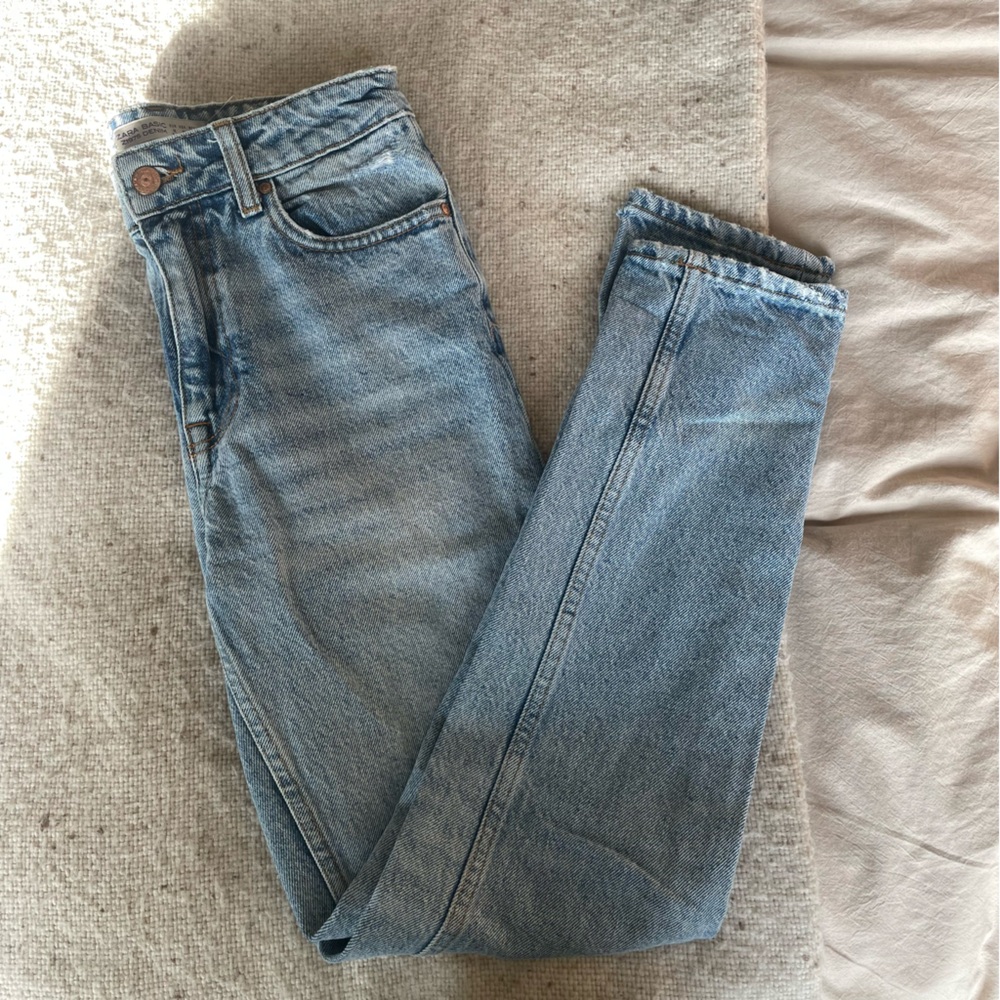 Zara Denim High Waisted Tapered Jean